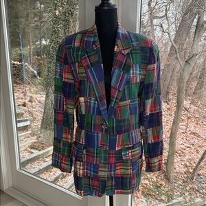 Vintage Jacobson’s Madras Plaid Cotton Blazer SZ M